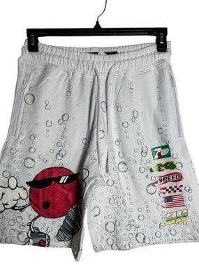 7UP x de Kryptic Shorts NWT Pull on Elastic Drawstring Imperfect Graphic Size S